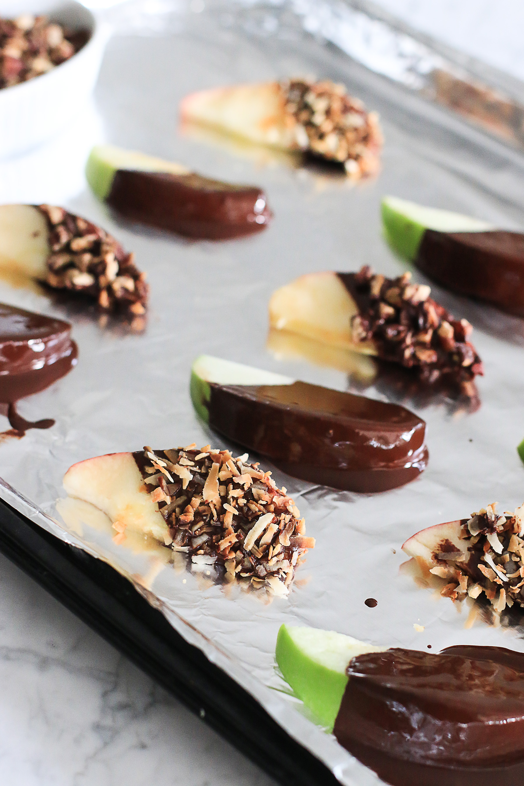 Chocolate Dipped Apple Slices - Anna Vocino